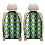 White Navy And Green Argyle Print Car Seat Organizers