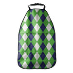 White Navy And Green Argyle Print Car Seat Organizers