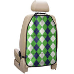 White Navy And Green Argyle Print Car Seat Organizers