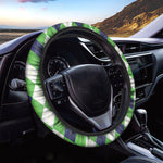 White Navy And Green Argyle Print Car Steering Wheel Cover