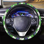White Navy And Green Argyle Print Car Steering Wheel Cover