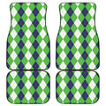 White Navy And Green Argyle Print Front and Back Car Floor Mats