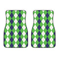 White Navy And Green Argyle Print Front Car Floor Mats
