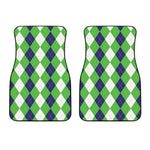 White Navy And Green Argyle Print Front Car Floor Mats