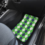 White Navy And Green Argyle Print Front Car Floor Mats