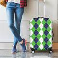 White Navy And Green Argyle Print Luggage Cover