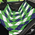 White Navy And Green Argyle Print Pet Car Back Seat Cover