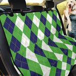 White Navy And Green Argyle Print Pet Car Back Seat Cover