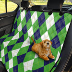 White Navy And Green Argyle Print Pet Car Back Seat Cover