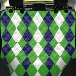 White Navy And Green Argyle Print Pet Car Back Seat Cover
