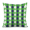 White Navy And Green Argyle Print Pillow Cover
