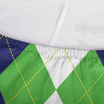 White Navy And Green Argyle Print Sofa Cover