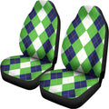 White Navy And Green Argyle Print Universal Fit Car Seat Covers