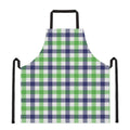 White Navy And Green Plaid Print Apron