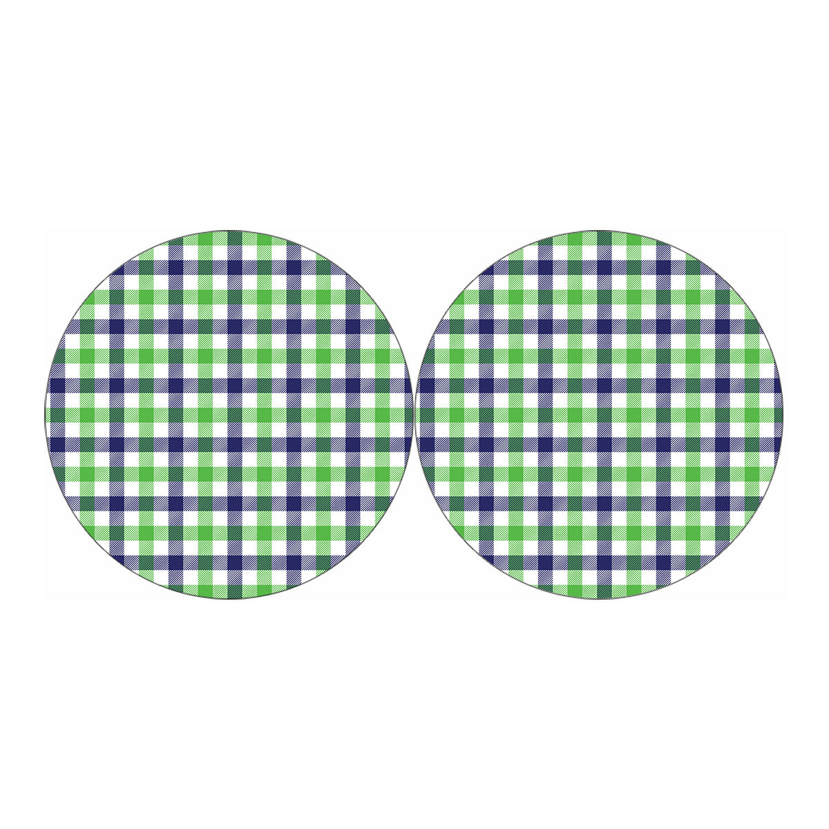 White Navy And Green Plaid Print Car Coasters