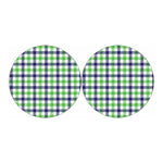 White Navy And Green Plaid Print Car Coasters