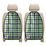 White Navy And Green Plaid Print Car Seat Organizers