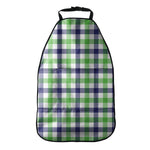 White Navy And Green Plaid Print Car Seat Organizers