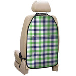 White Navy And Green Plaid Print Car Seat Organizers