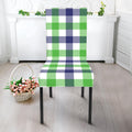 White Navy And Green Plaid Print Dining Chair Slipcover