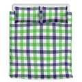 White Navy And Green Plaid Print Duvet Cover Bedding Set