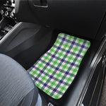 White Navy And Green Plaid Print Front and Back Car Floor Mats