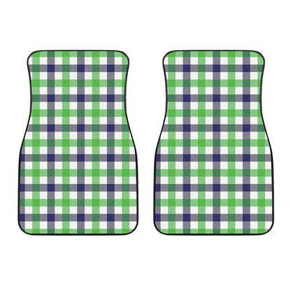 White Navy And Green Plaid Print Front Car Floor Mats