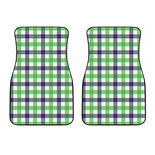 White Navy And Green Plaid Print Front Car Floor Mats