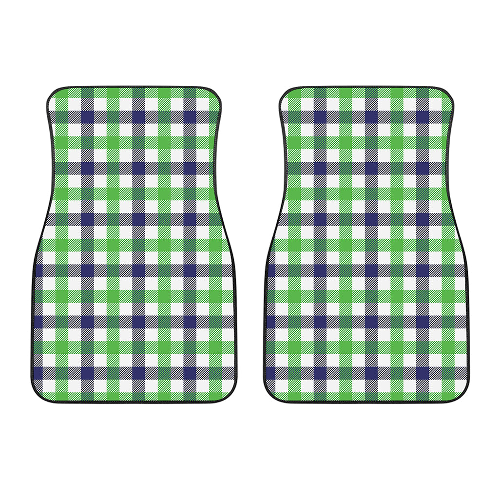White Navy And Green Plaid Print Front Car Floor Mats