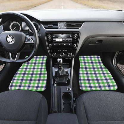 White Navy And Green Plaid Print Front Car Floor Mats