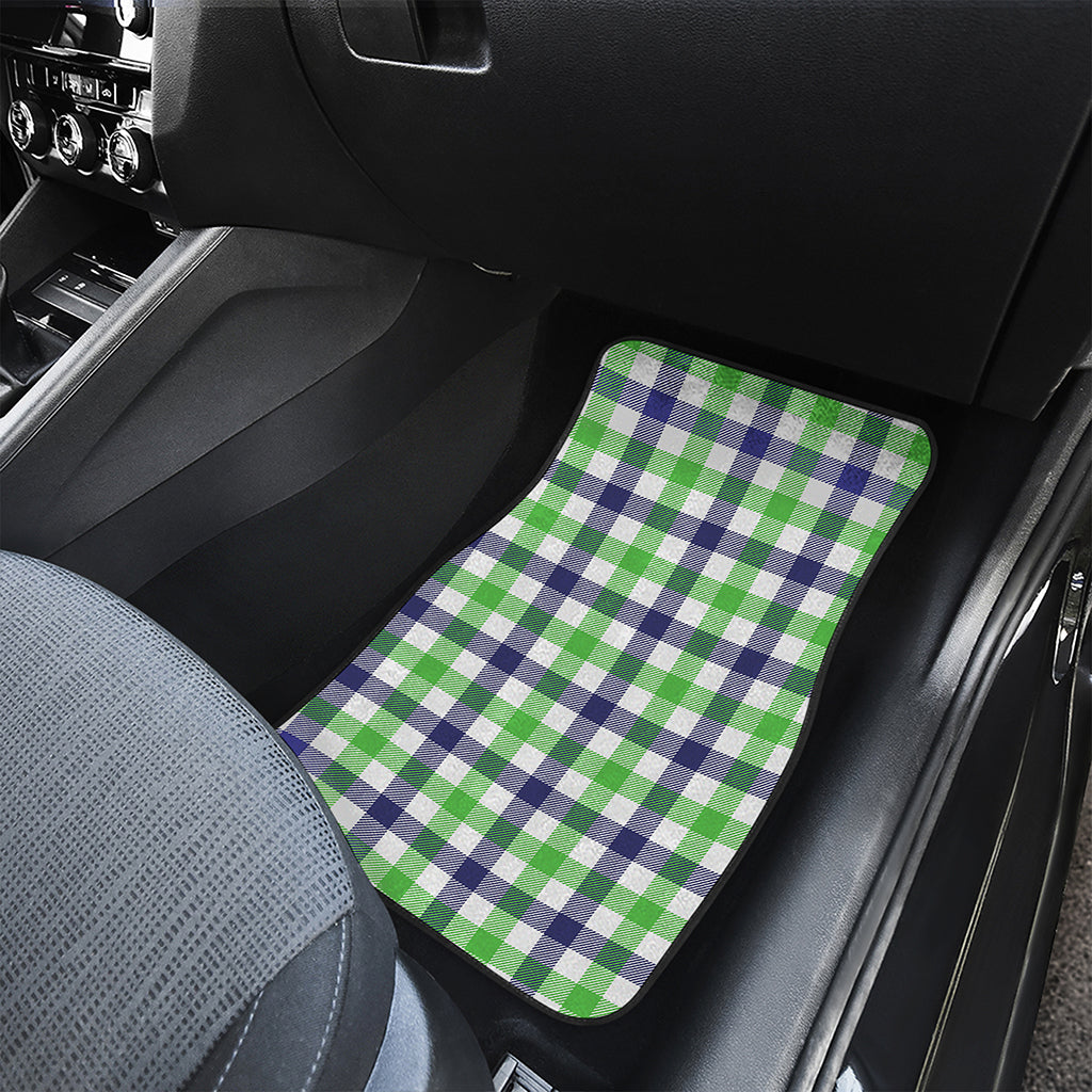 White Navy And Green Plaid Print Front Car Floor Mats