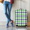 White Navy And Green Plaid Print Luggage Cover