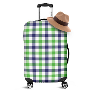 White Navy And Green Plaid Print Luggage Cover