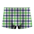 White Navy And Green Plaid Print Men's Boxer Briefs
