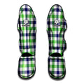 White Navy And Green Plaid Print Muay Thai Shin Guards