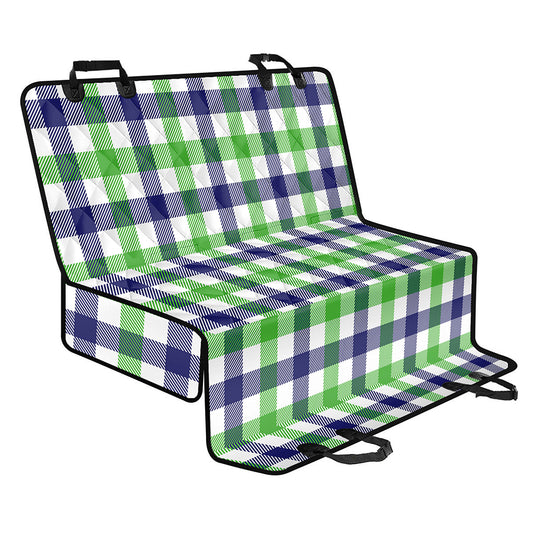 White Navy And Green Plaid Print Pet Car Back Seat Cover