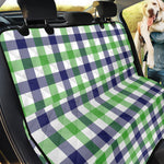 White Navy And Green Plaid Print Pet Car Back Seat Cover