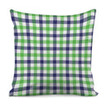 White Navy And Green Plaid Print Pillow Cover