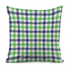 White Navy And Green Plaid Print Pillow Cover