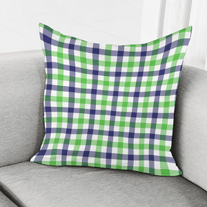 White Navy And Green Plaid Print Pillow Cover