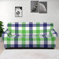 White Navy And Green Plaid Print Sofa Cover