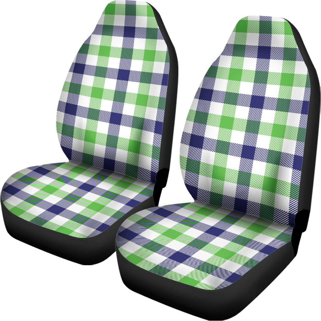 White Navy And Green Plaid Print Universal Fit Car Seat Covers