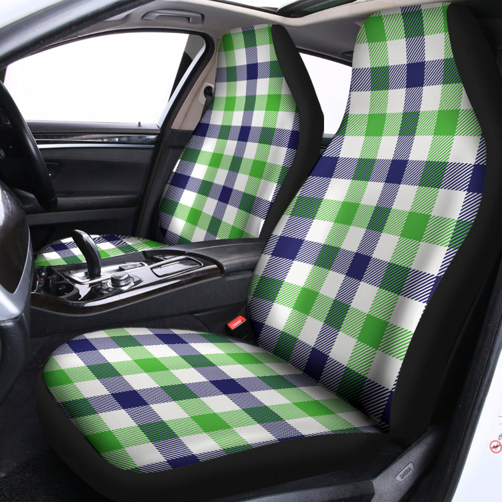 White Navy And Green Plaid Print Universal Fit Car Seat Covers