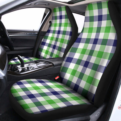 White Navy And Green Plaid Print Universal Fit Car Seat Covers