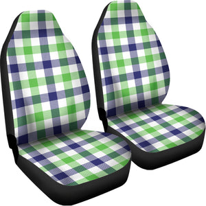 White Navy And Green Plaid Print Universal Fit Car Seat Covers