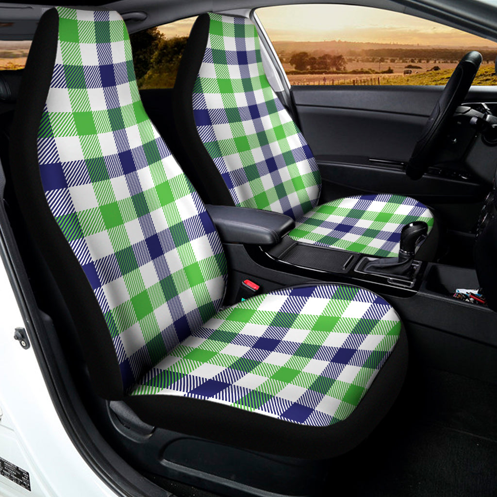 White Navy And Green Plaid Print Universal Fit Car Seat Covers