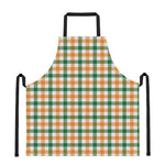 White Orange And Green Plaid Print Apron