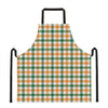 White Orange And Green Plaid Print Apron