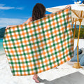 White Orange And Green Plaid Print Beach Sarong Wrap