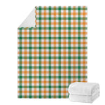 White Orange And Green Plaid Print Blanket